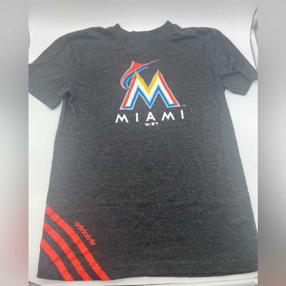 Adidas Miami Marlins MLB T-Shirt Women's Medium Grey